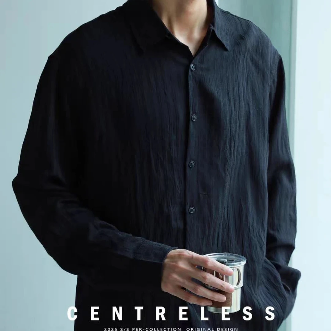 早秋季新款男装白色纯色长袖衬衫棉质薄款百搭衬衣外套上衣