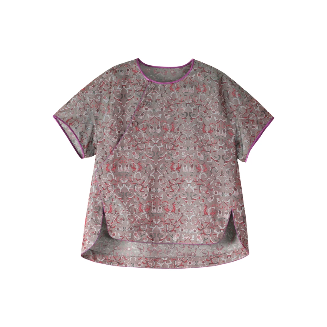 芹 新中式风 528256 香云纱 龙凤共舞 蜀锦 上衣 紫色