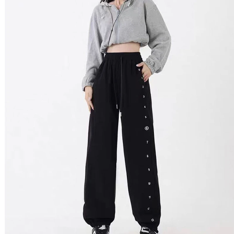 （港风运动休闲裤）K2300116时尚抽绳侧边字母设计感休闲裤H