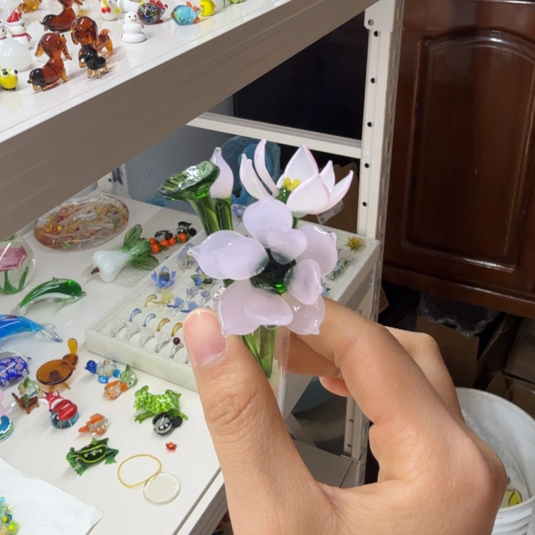 琉璃手工艺品荷花一套