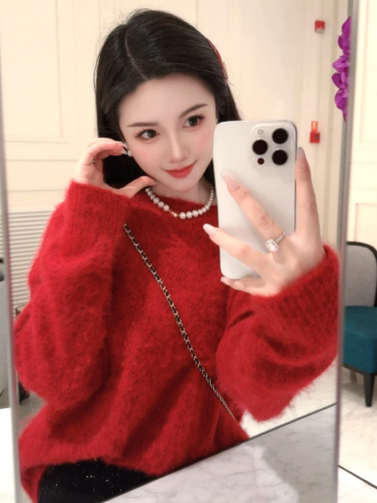 【冬天小暖炉】山羊绒拉绒柔感纯色针织打底衫 AL-21043