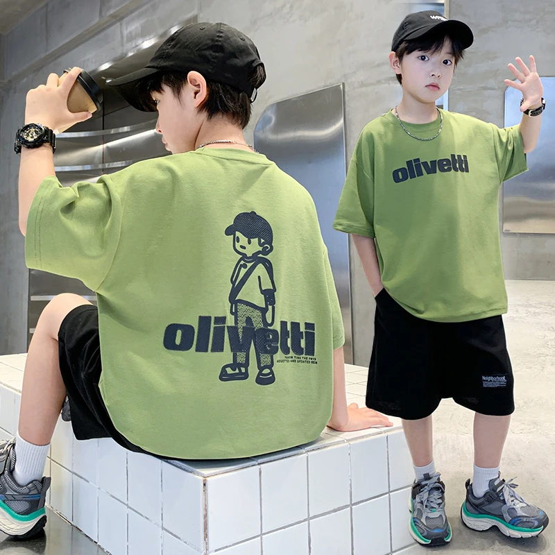男童夏装2025新款夏季短袖中大男孩薄款帅气时尚休闲宽松儿童套装