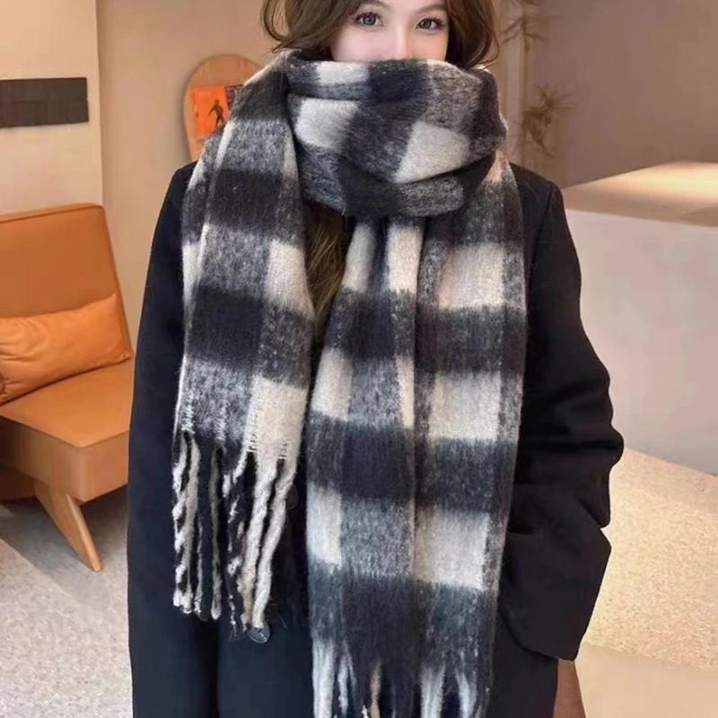 新款马海毛围巾女秋冬季韩系高级感百搭美拉德仿羊绒保暖披肩L363