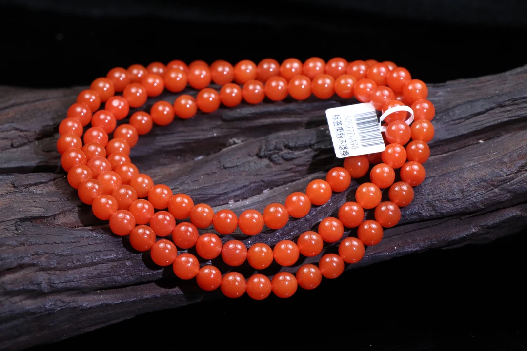 1原矿无优化天然南红保山西山杨柳多圈7mm左右轻微低色差纹裂