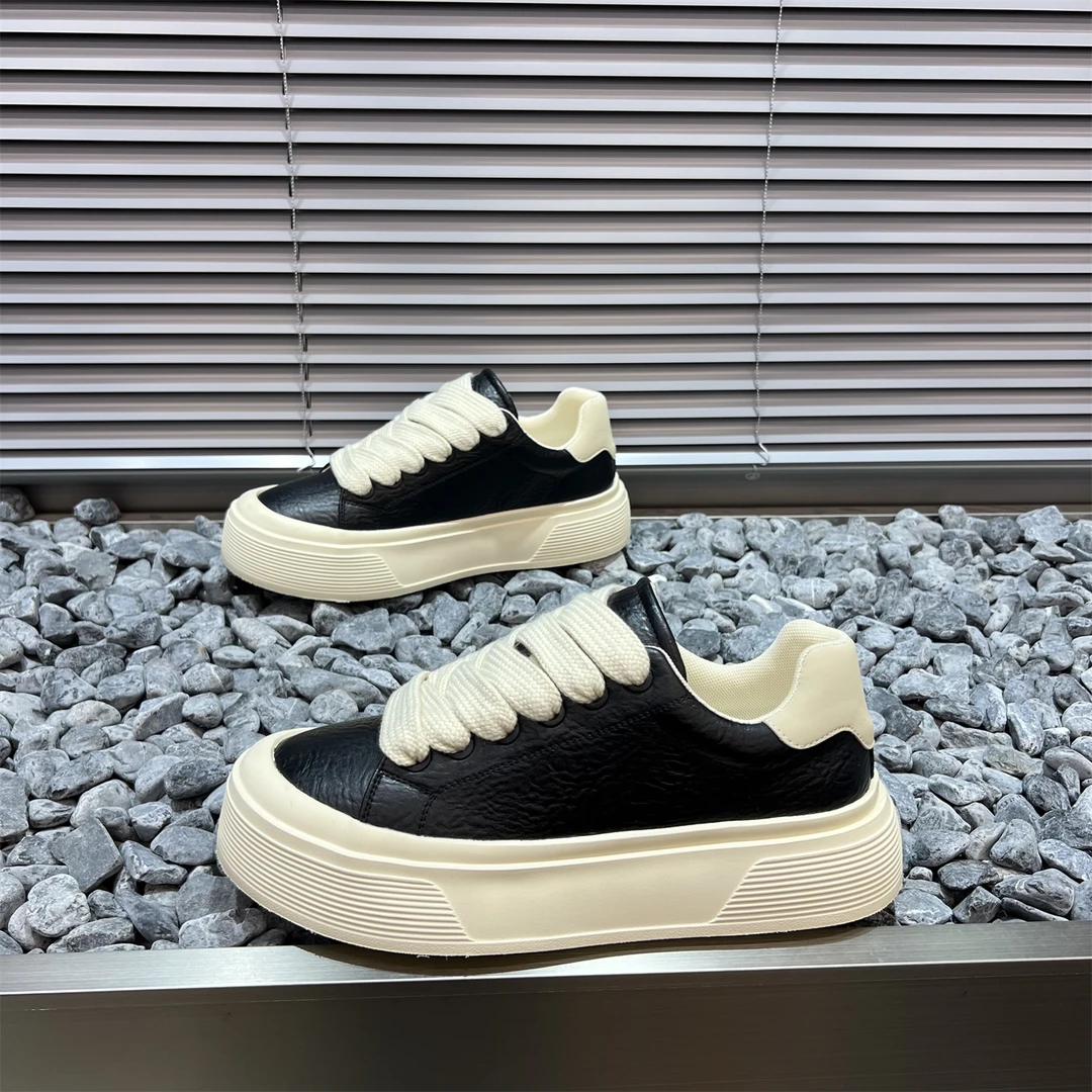 男潮鞋2025新款百搭小白鞋男款增高系带休闲鞋男时尚运动厚底板鞋