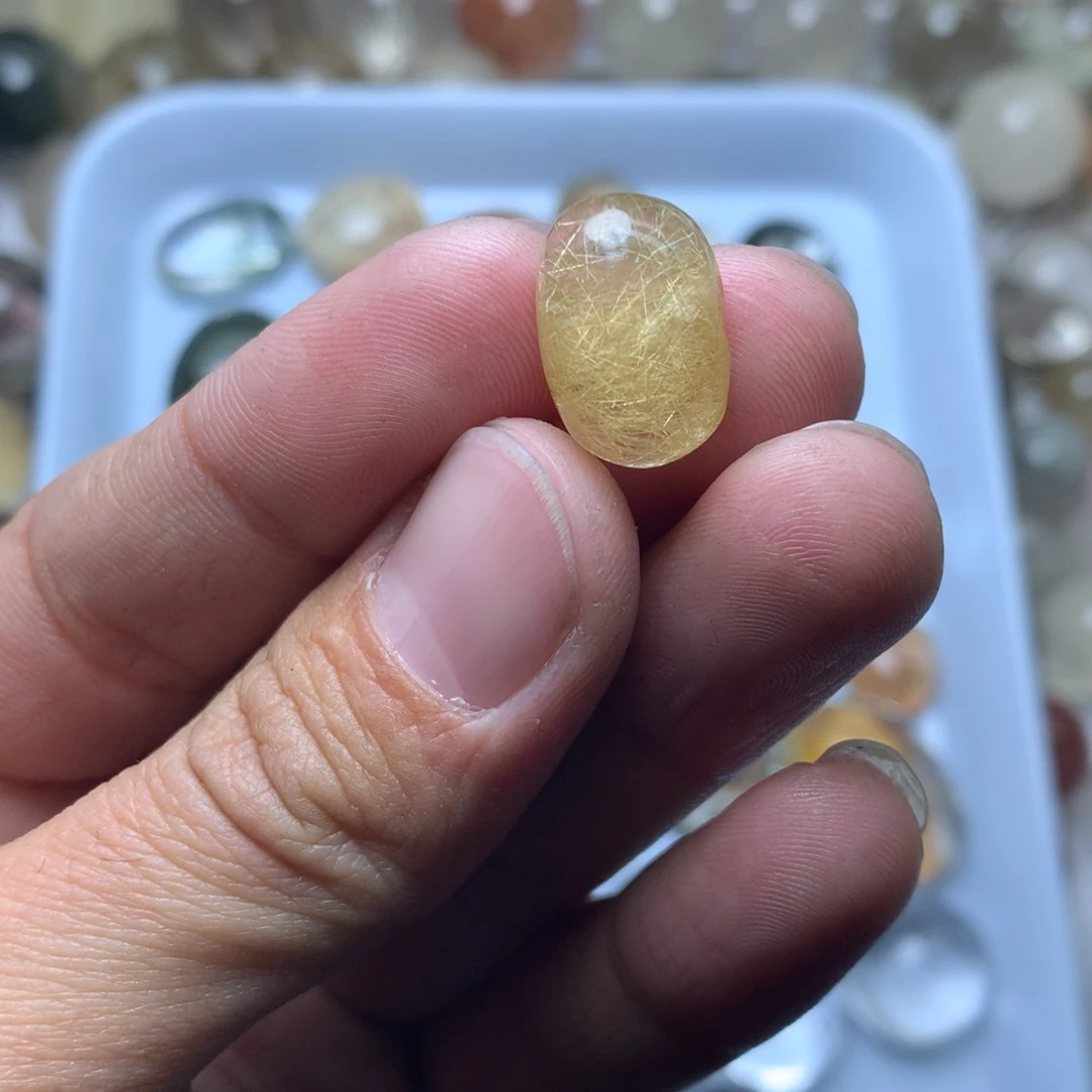 水晶珠宝半成品未镶嵌安***苔发晶蛋面