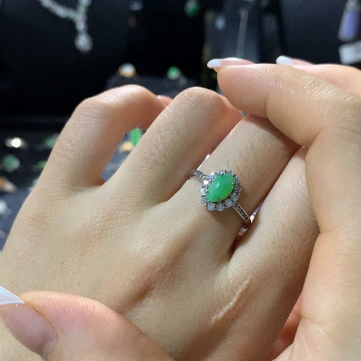 翡翠银S925镶嵌戒指