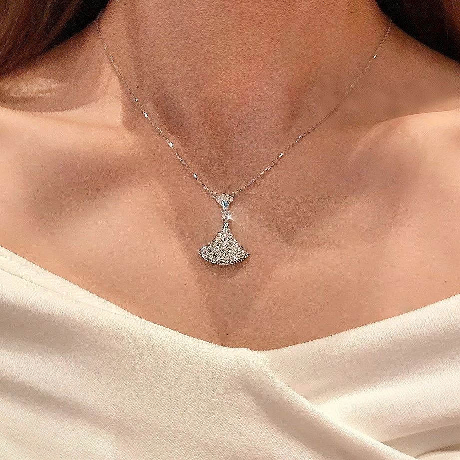 QANNA【白金裙子】【满钻大钻版】轻奢甜美风网红钻石锁骨链项链AF