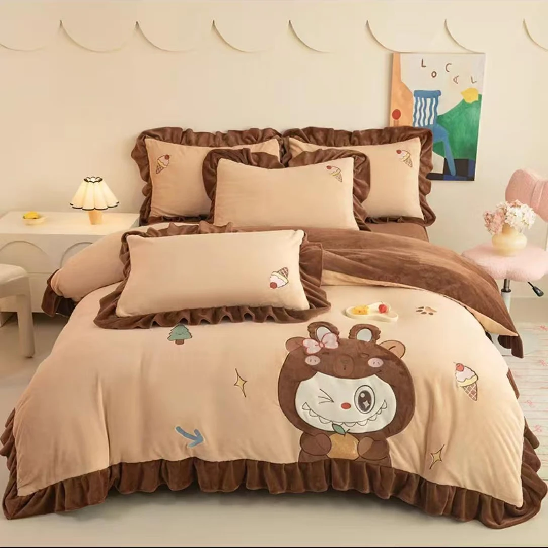 孤品2床盖绒四件套尾货无运费险以直播间主播介绍材质颜色尺寸