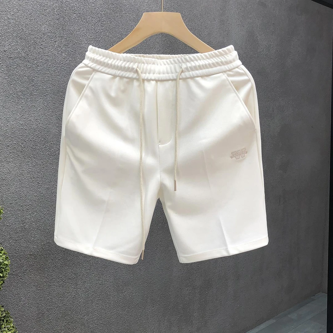 高端潮牌运动休闲短裤男士2025夏季新款纯色五分裤外穿直筒中裤男