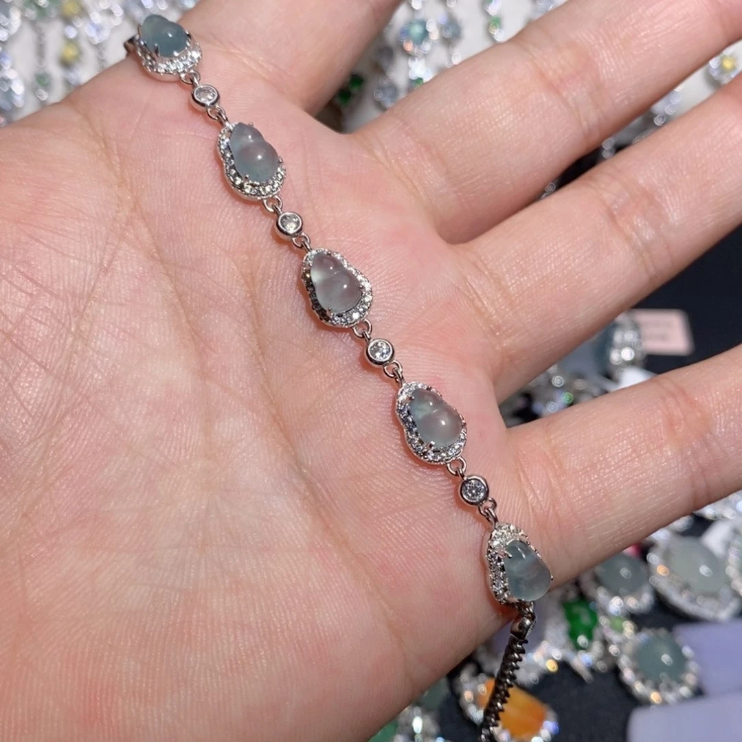 银S925镶嵌手链翡翠k k k o