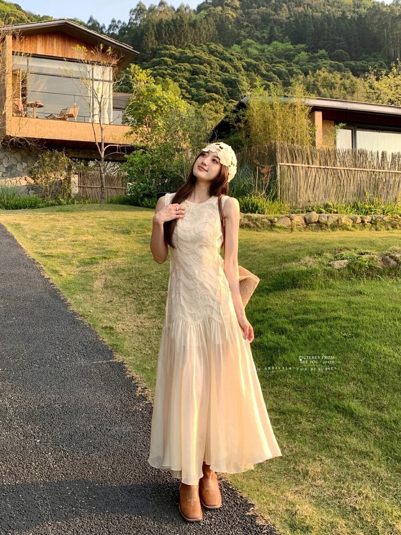 001-099非图片款2025春夏新款时尚宽松显瘦连衣裙大码女装长裙