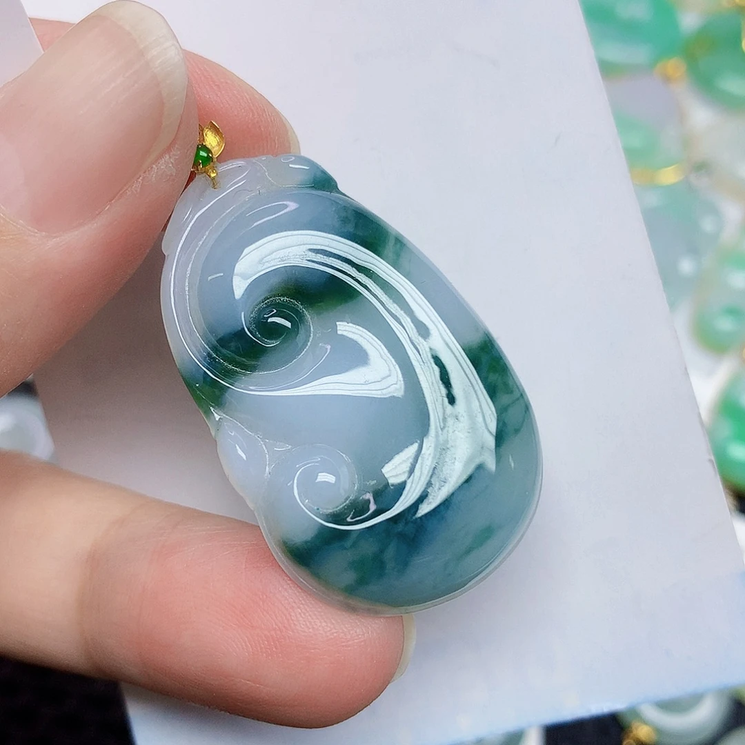 翡翠18K金镶嵌颈饰466789