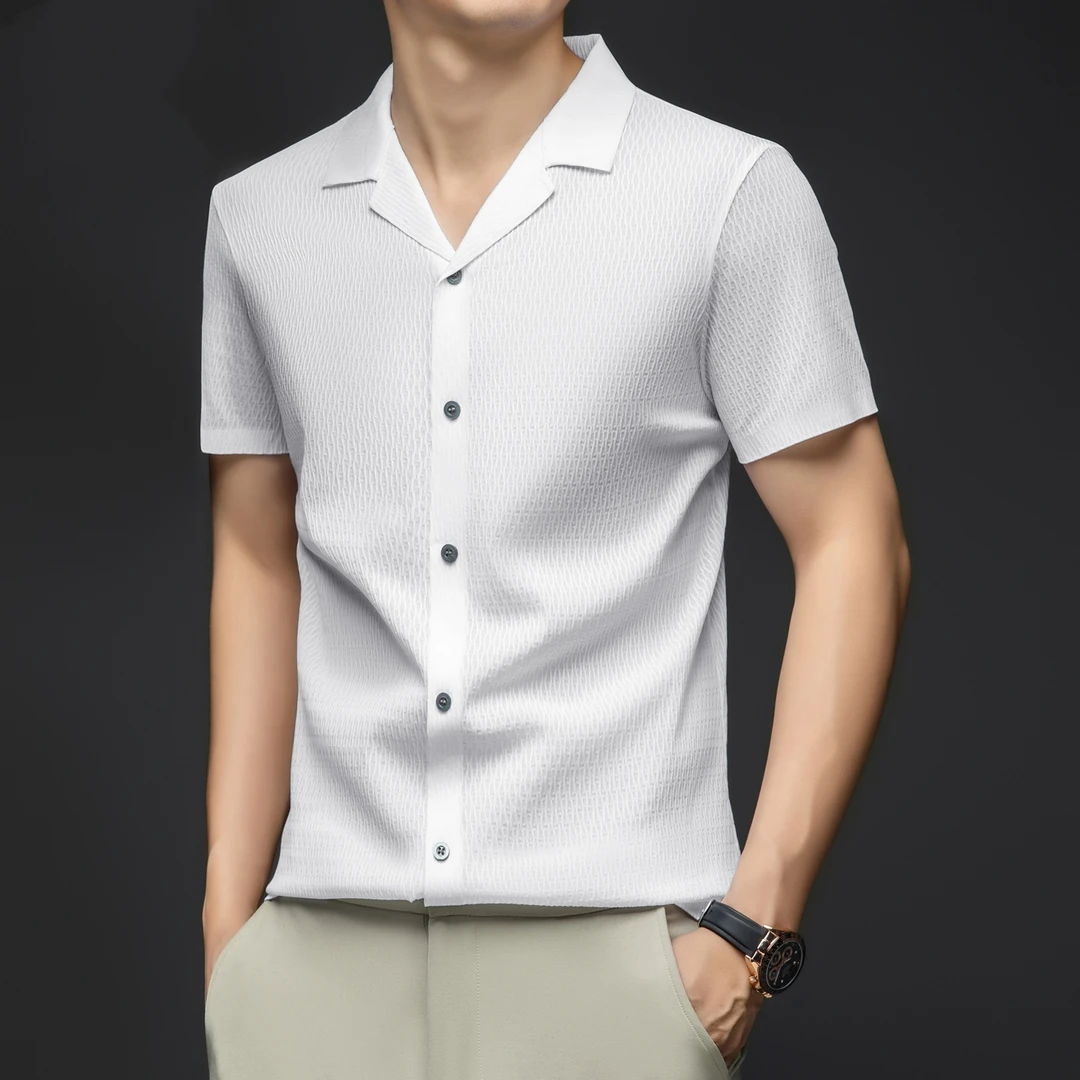 短袖衬衫男士2025年夏季新款轻奢休闲半袖衬衣潮流时尚上衣男装