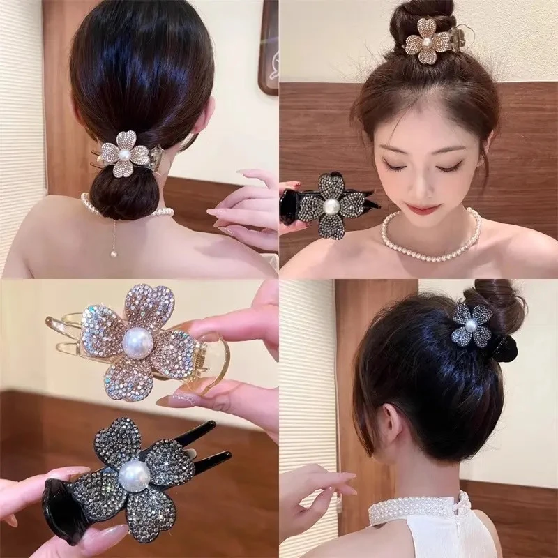 【拍一发二】精致花朵丸子头抓夹后脑勺固定防塌发夹发卡鲨鱼夹夏季