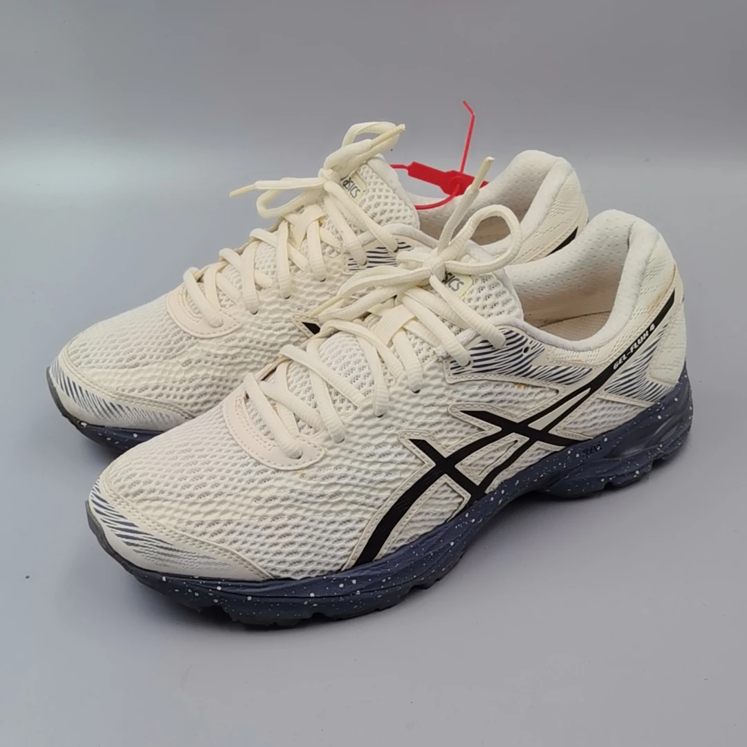 90新 MM6 43.5码275 亚瑟 Gel-Flux 4 跑鞋 二手正品 白/蓝 网面