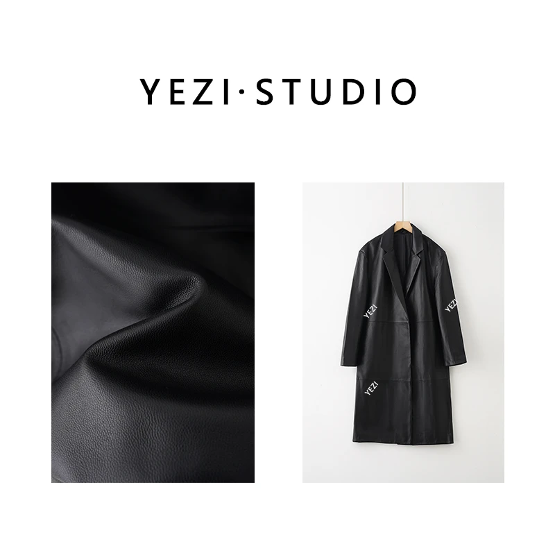 叶子定制【王牌特工】酷飒简约西装领长款小羊皮风衣24491105-1/19