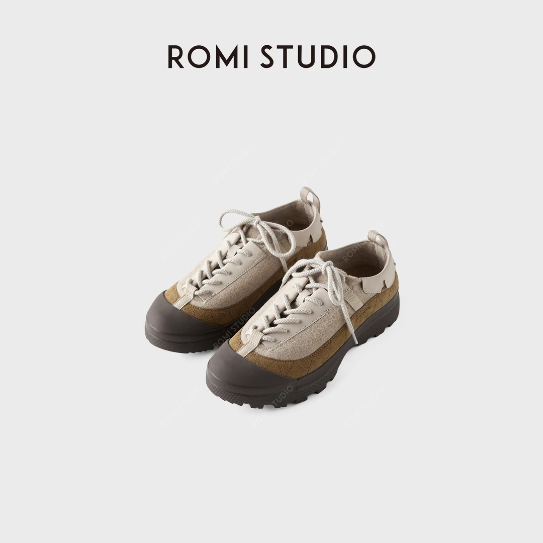 ROMI STUDIO“复古休闲”拼接撞色磨砂厚底百搭鞋德训鞋RWCAP35350