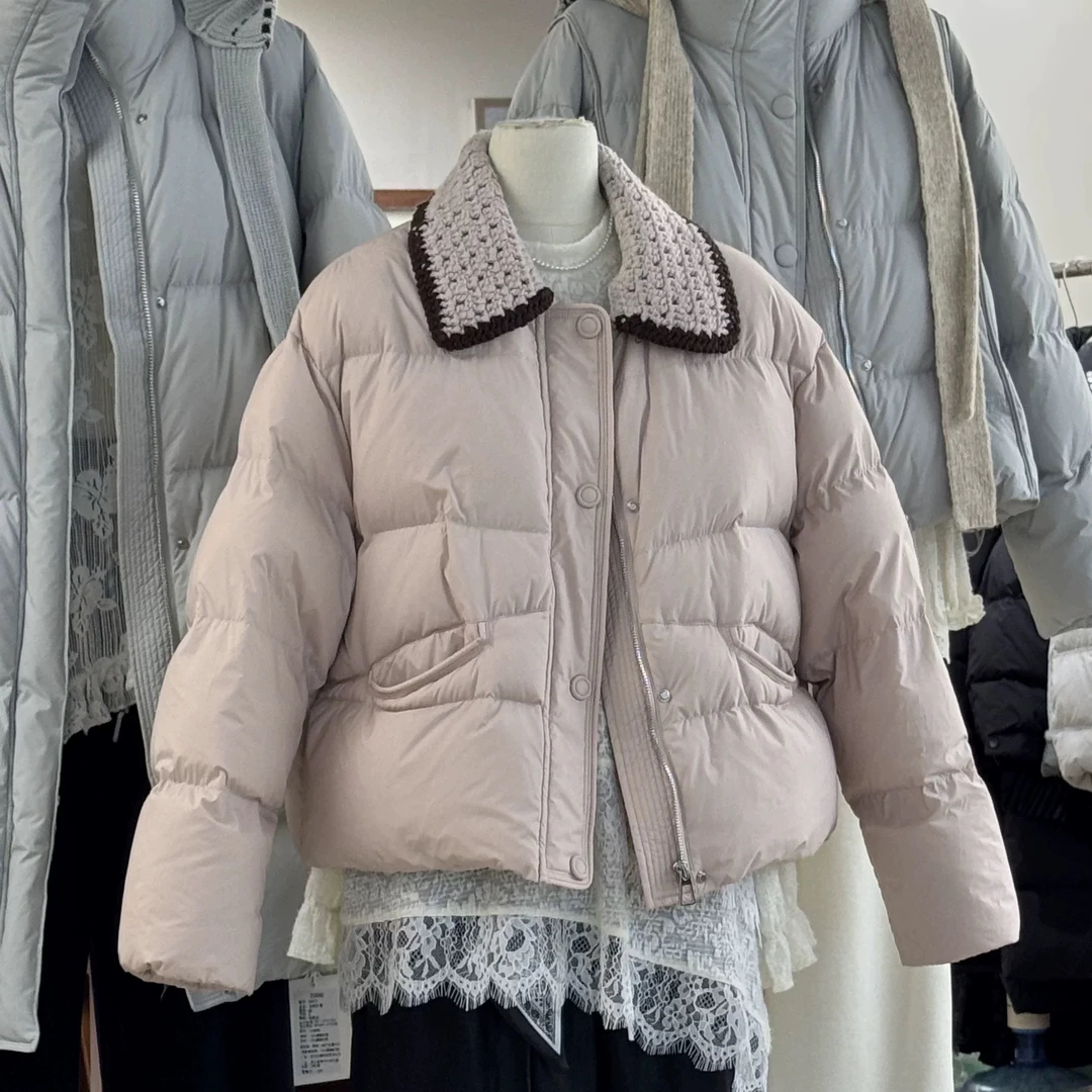 【90白鸭绒】韩系保暖可拆卸针织娃娃领新款小众洋气超好看外套