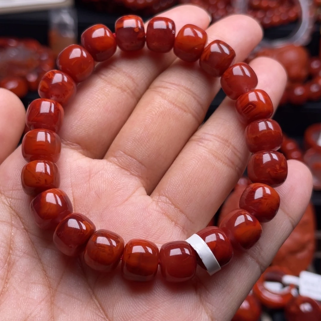 南红玛瑙未镶嵌珠宝奇石单圈10mm