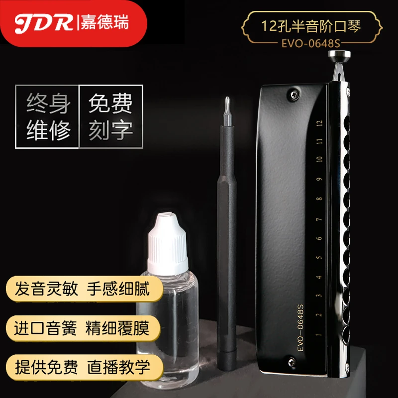 JDR/嘉德瑞EVO-0648S半音阶口琴12孔C调初学者专业演奏高音防啸叫