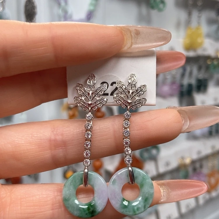 【闪购商品】翡翠耳饰银S925镶嵌耳饰