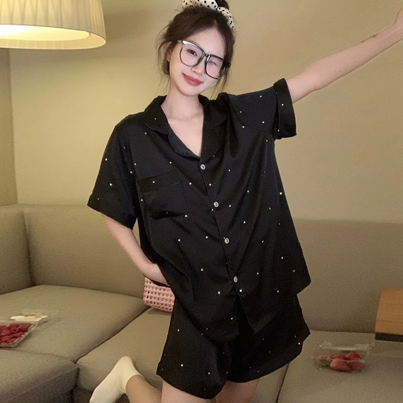 200-300斤胖mm冰雪丝大码睡衣套装夏季薄款短袖短裤可外穿家居服