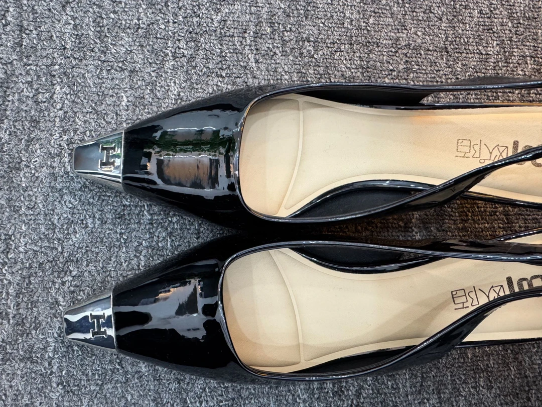 欧美风高跟金属方头包头时装凉鞋低跟女士浅口