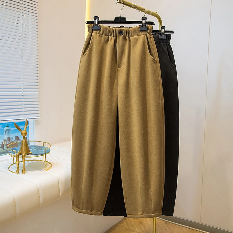 胖mm大码灯笼裤女秋冬阔腿萝卜裤哈伦裤春秋韩系复古宽松老爹裤子