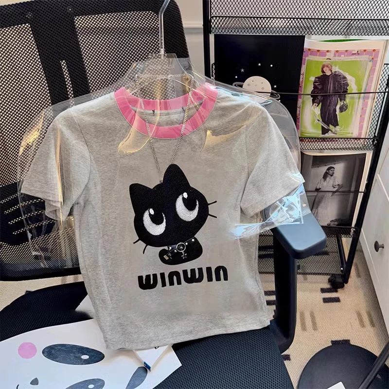 正肩修身显瘦休闲短款短袖t恤女夏季百搭小个子体恤上衣超好看ins