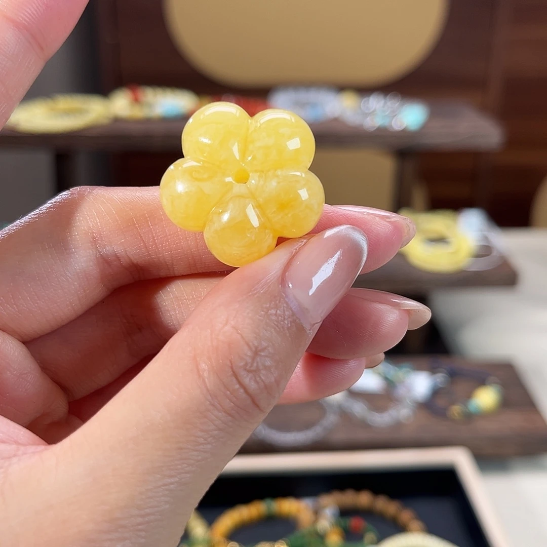 蜜蜡未镶嵌颈饰精致百搭小花