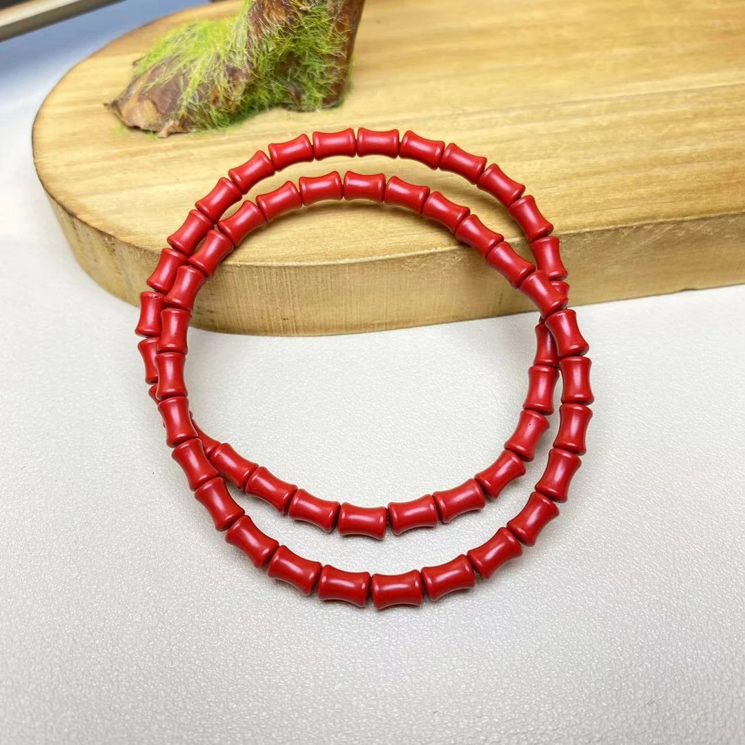 含辰砂工艺品高含量朱砂红砂设计款竹节手串保真朱砂手链