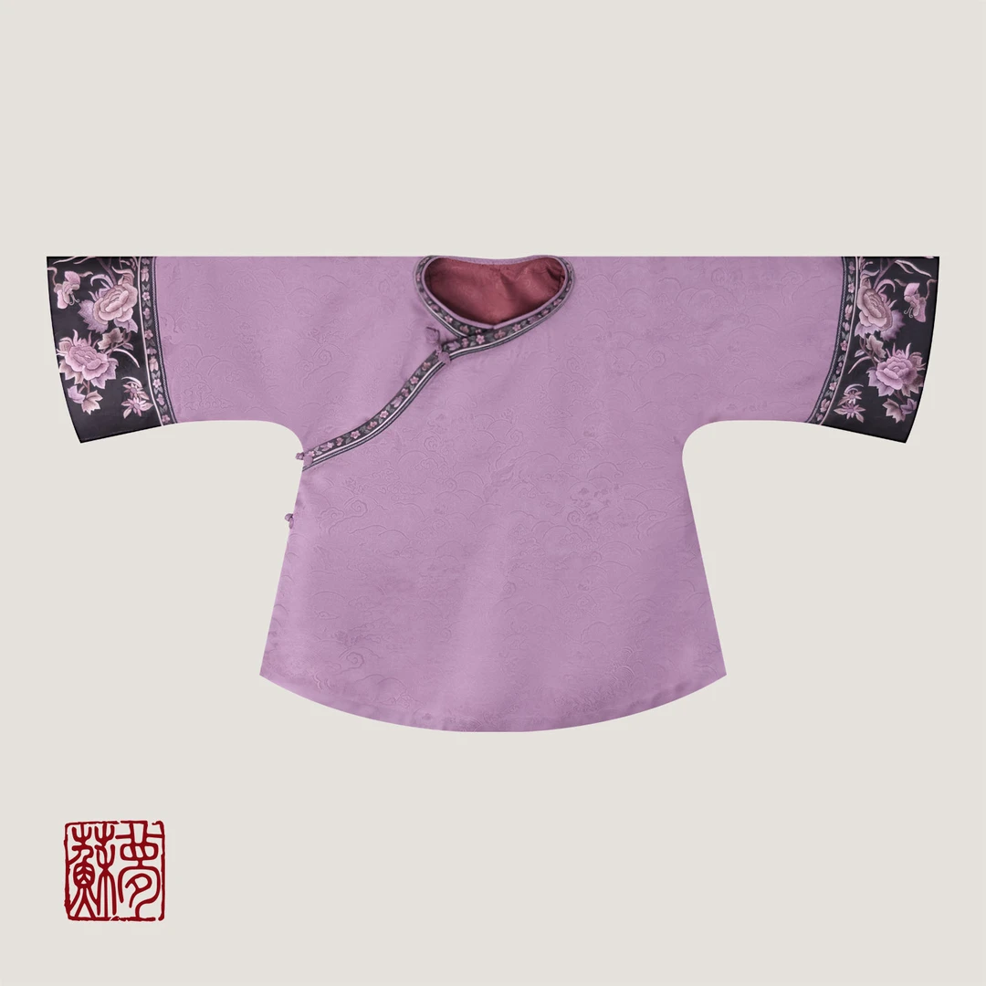 蘇夢【槿知】香云纱木槿色手绣圆领斜襟上衣01031582