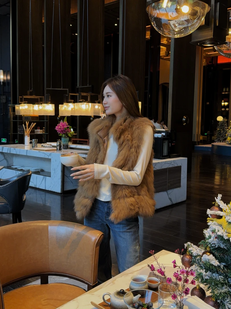 5 YYL 麋鹿咖狐狸毛马甲 25005 2025冬款上新winter