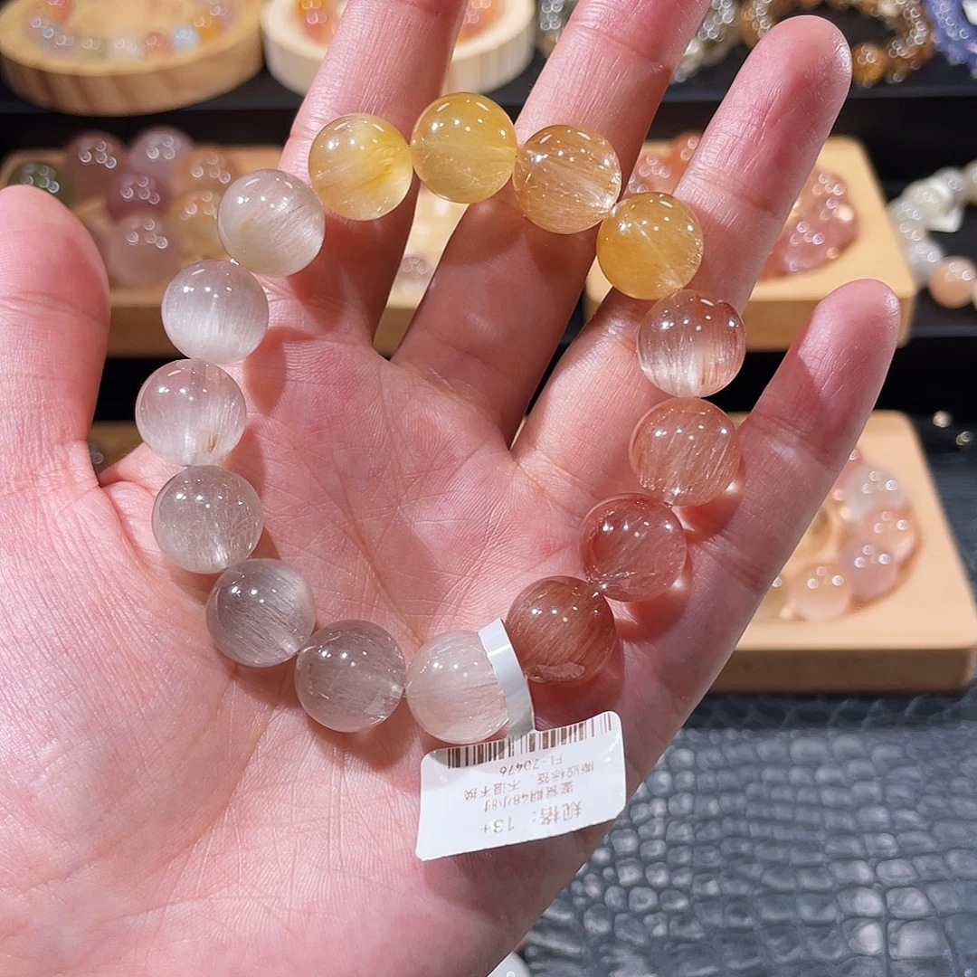 水晶手链未镶嵌兔毛手链，晶体通透