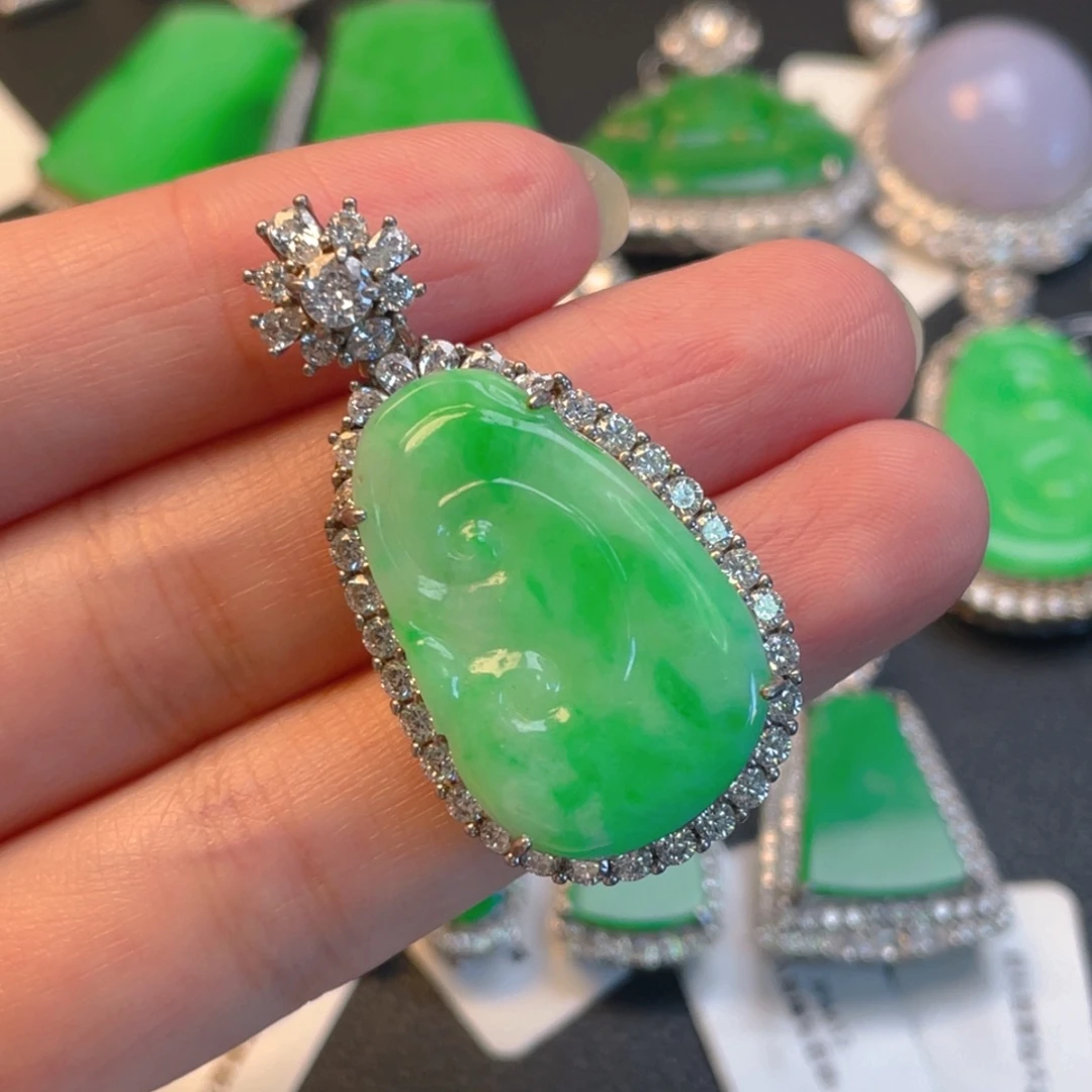 翡翠银S925镶嵌吊坠(不含链)