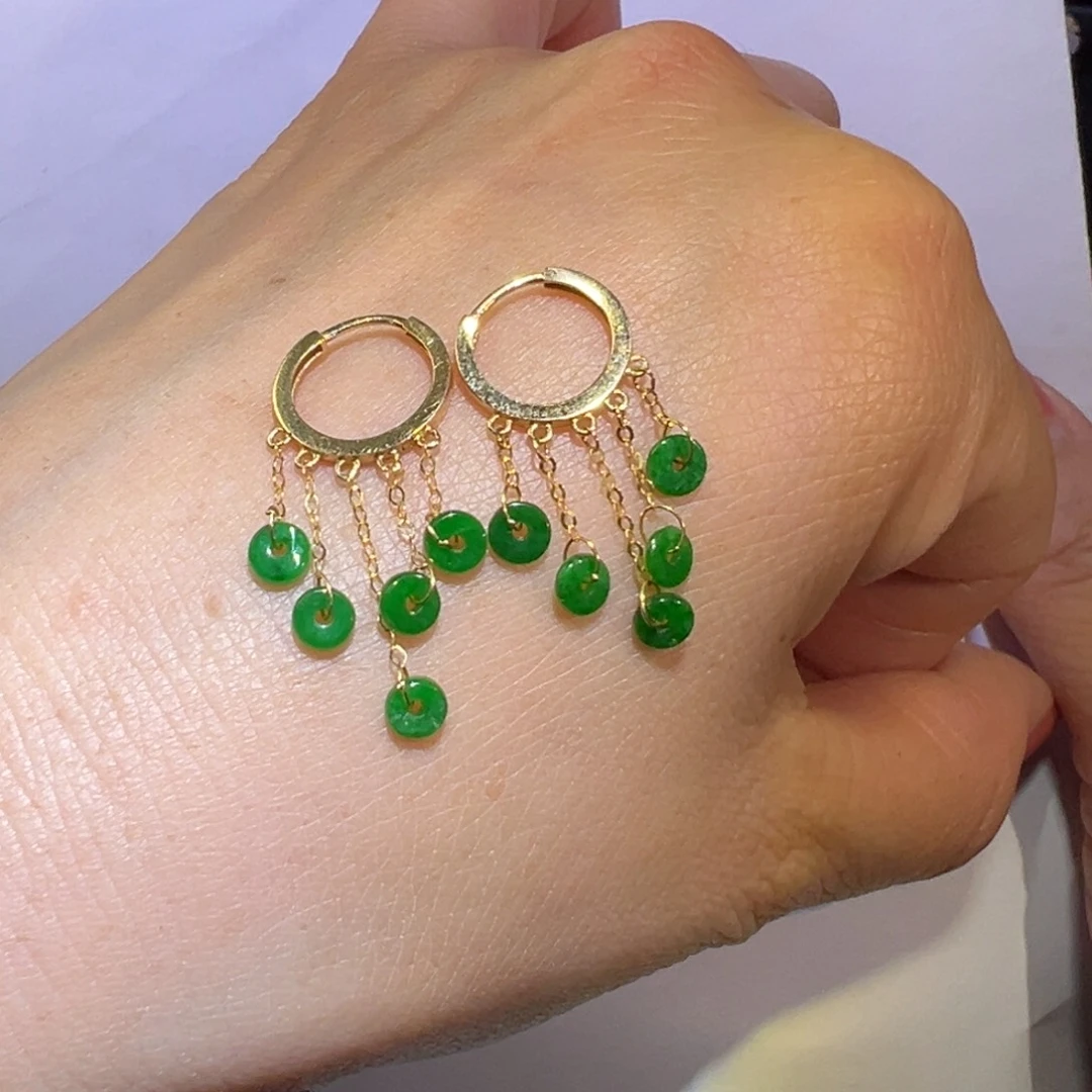 翡翠颈饰18K金镶嵌耳环