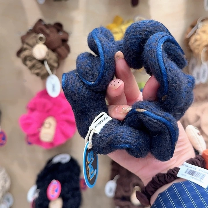 布艺非金属蓝色蓝边发圈16