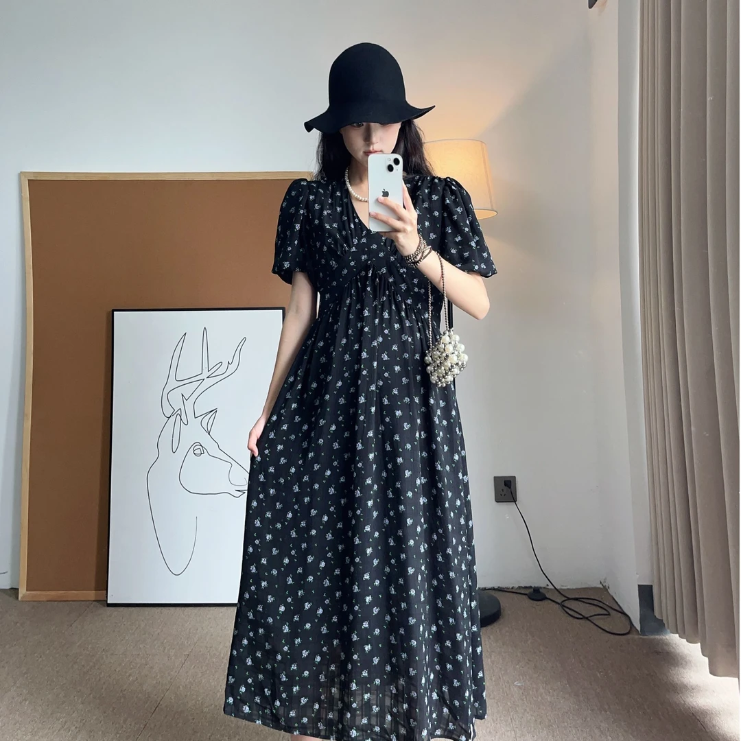 孕妇夏季宽松韩版碎花遮肚减龄收腰显瘦中长款连衣裙时尚潮妈新款