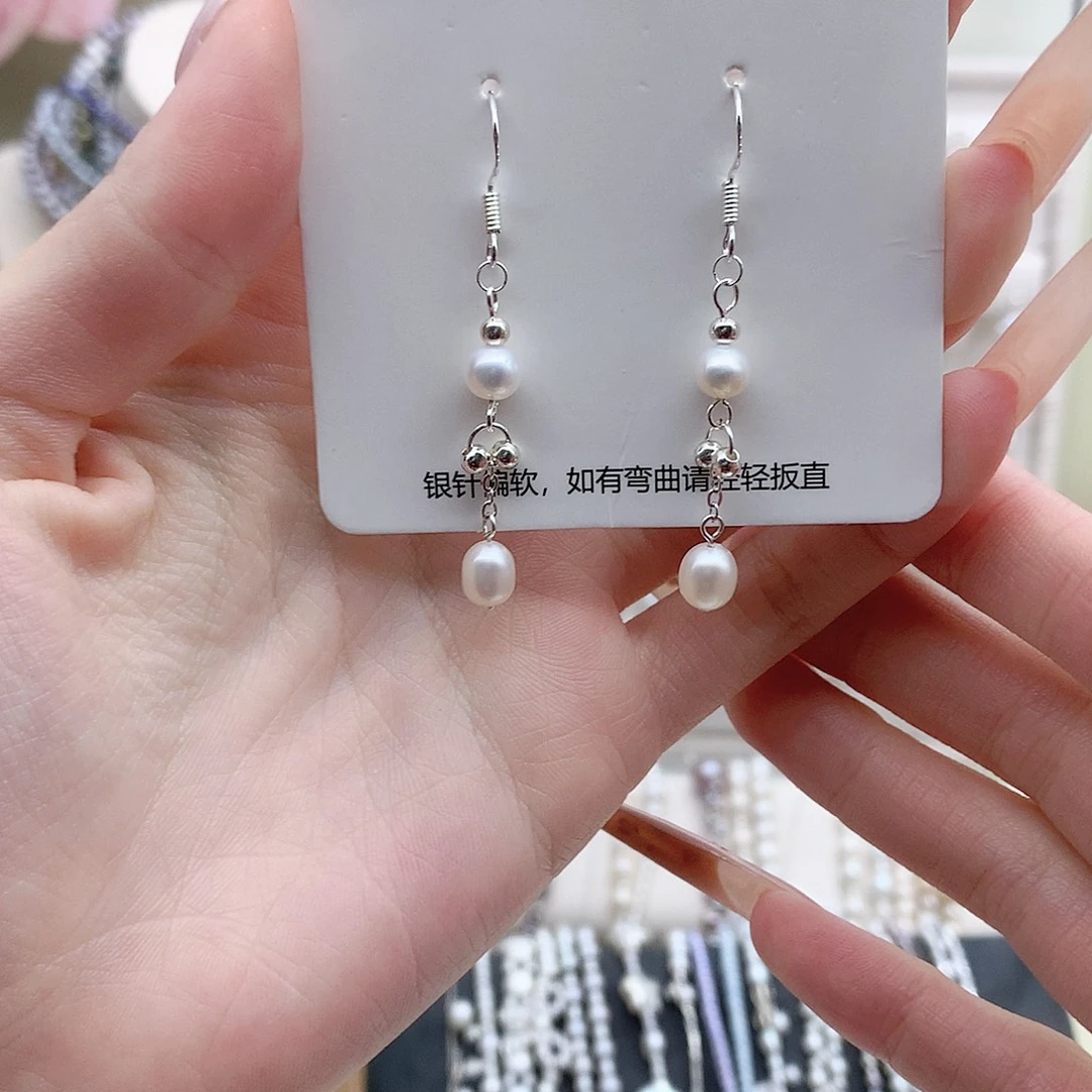 淡水珍珠耳饰银S925镶嵌