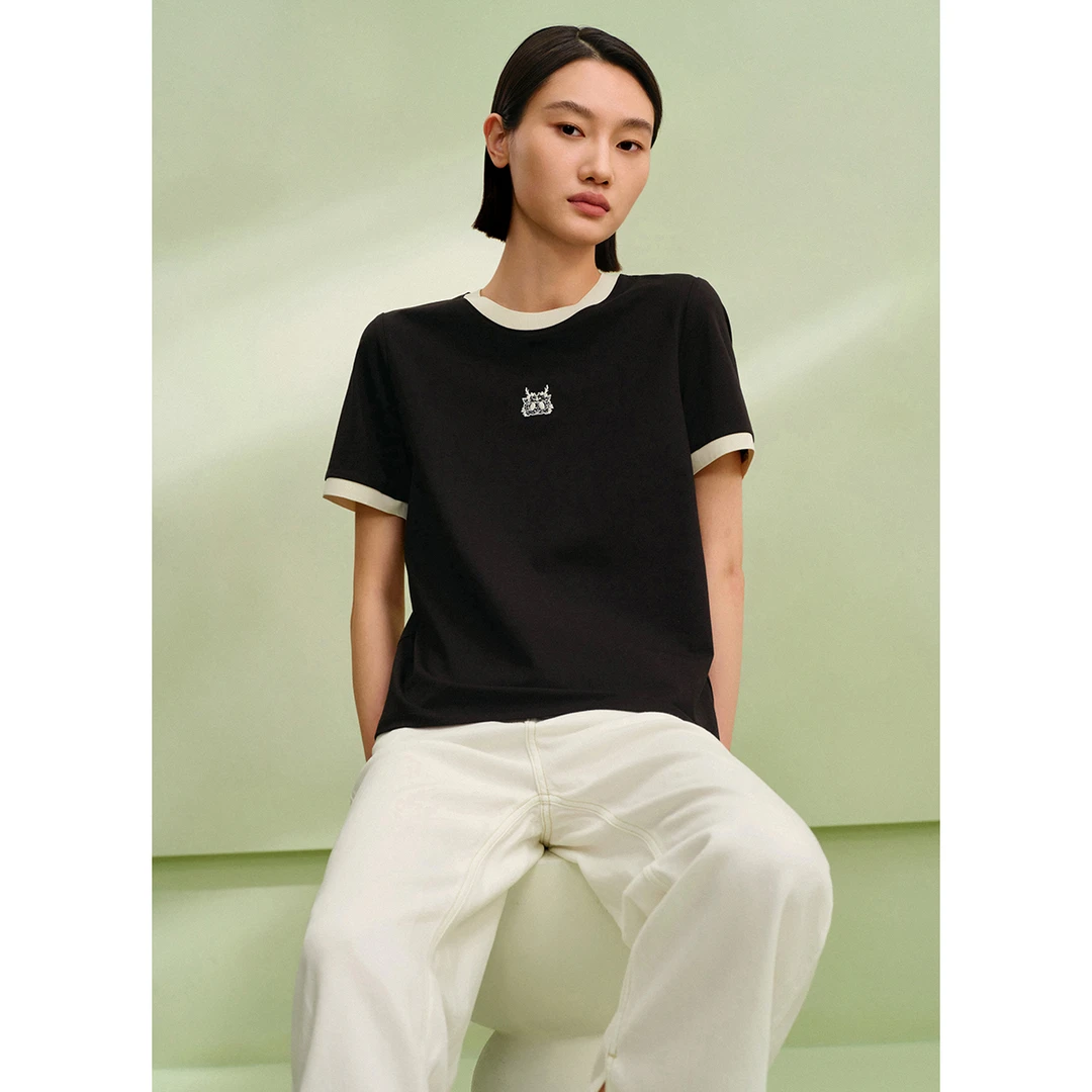 【芊芊专属】曼德诗龙年莫代尔混纺T恤2024春复古短袖