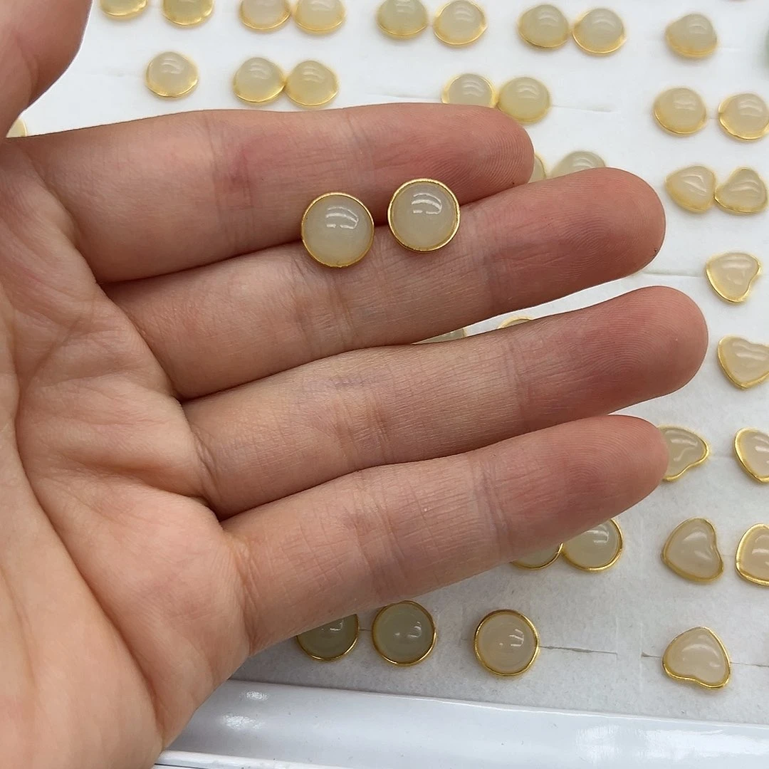 银S925镶嵌和田玉耳饰