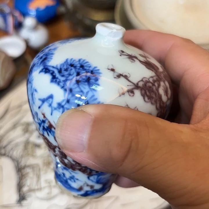 吕***布陶瓷摆件不固定一件口沿微磕