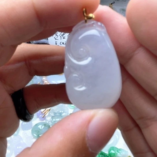 翡翠未镶嵌颈饰翡翠冰紫如意