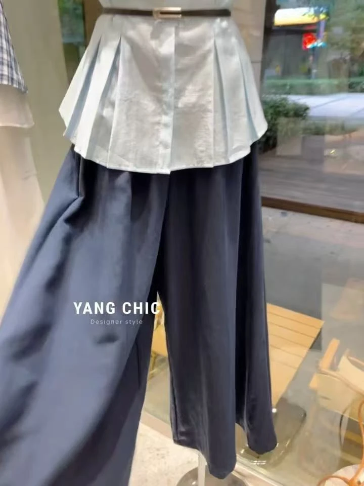 今年流行漂亮小众设计高级感超好看洋气绝美蓝色衬衫百搭半身裙