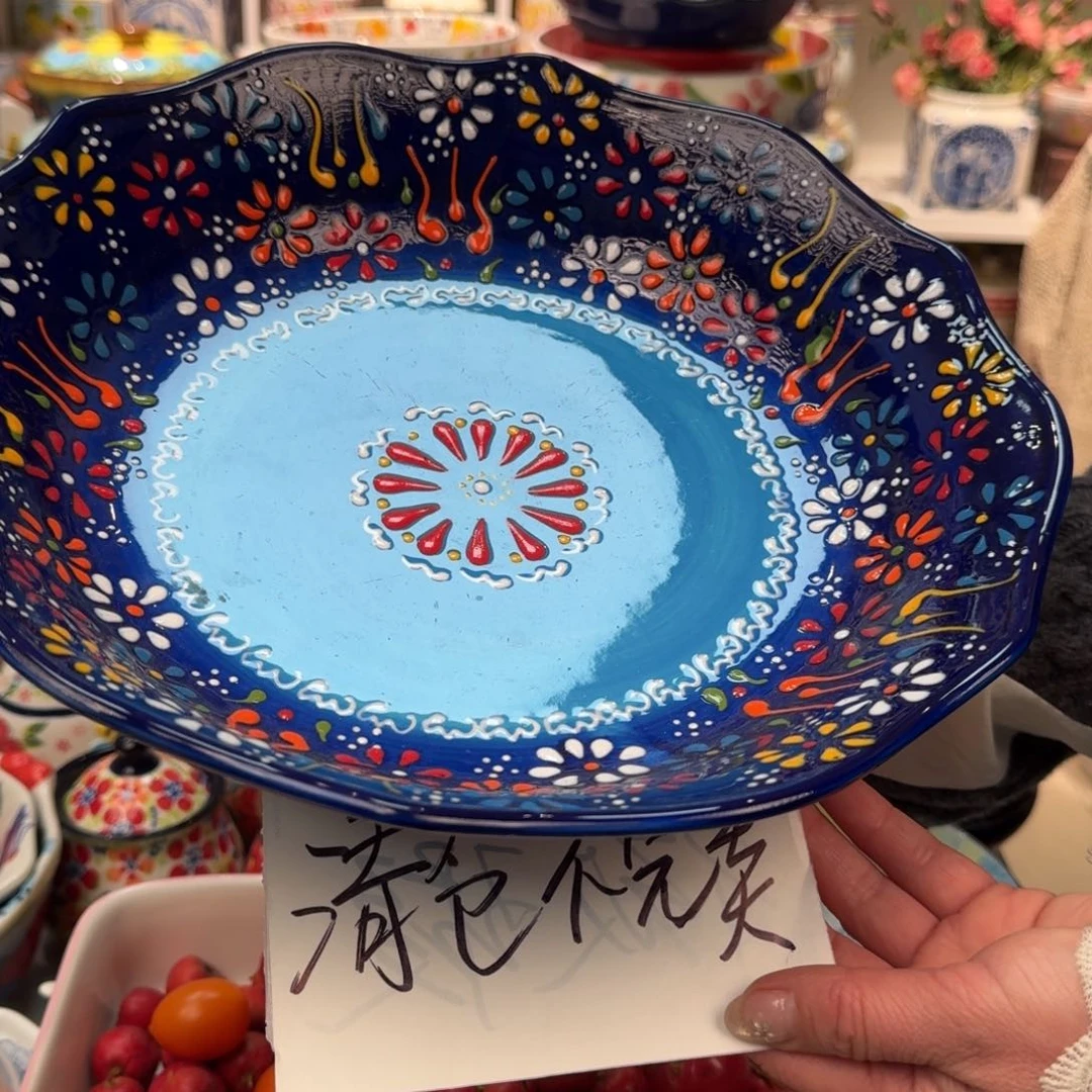 瓷片清仓12英寸蓝贵炖菜盆1只