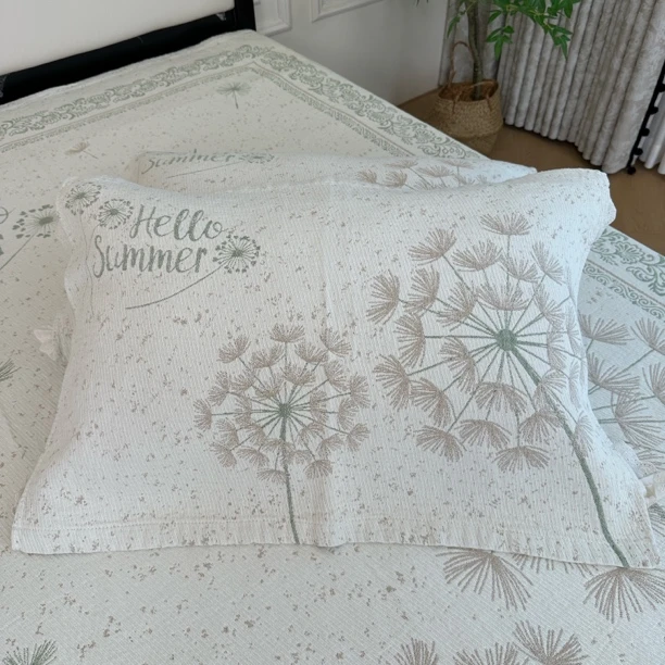 【蒲公英】52*78cm 夏季新款法式田园风罗布麻枕巾 一对装