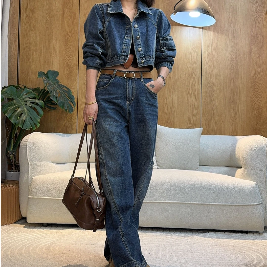 设计感文艺显瘦休闲韩版牛仔套装