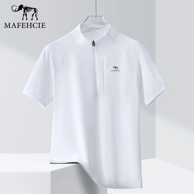 【郭哥专属 MAFEHCIE】高端轻奢休闲立领拉链款短袖T恤 F635