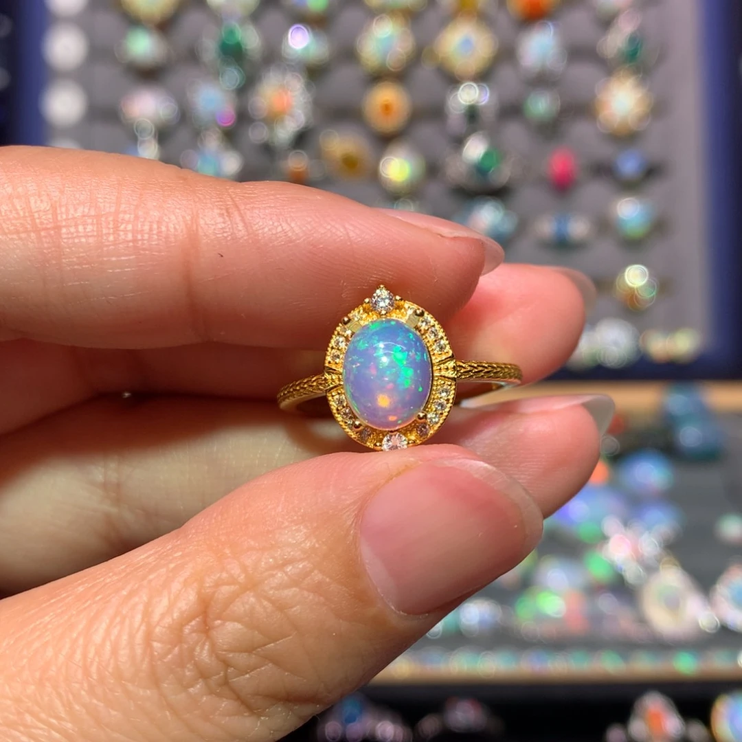 银S925镶嵌欧泊戒指 款式